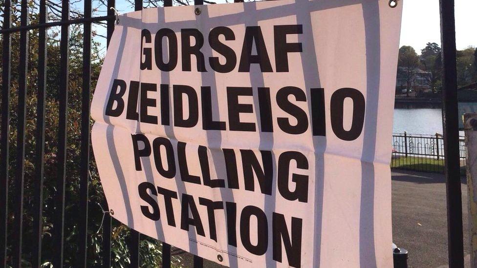 Polling station sign