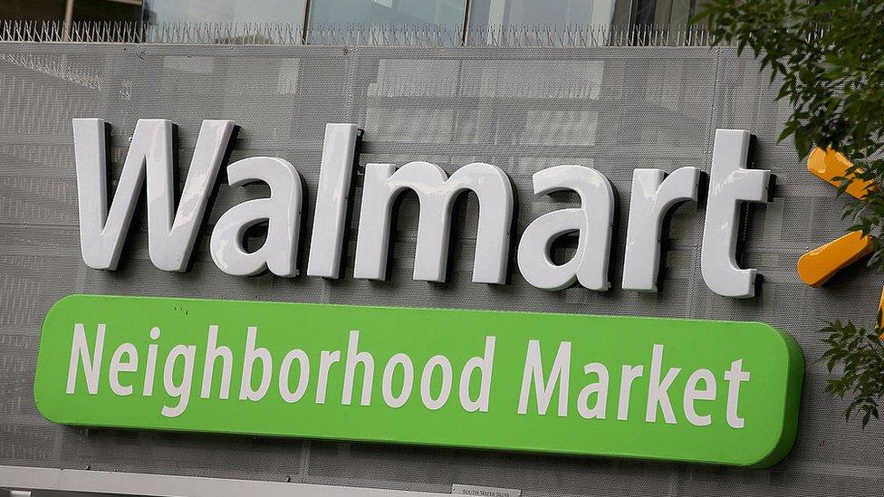 The Walmart logo is displayed at a Walmart in Chicago, Illinois.