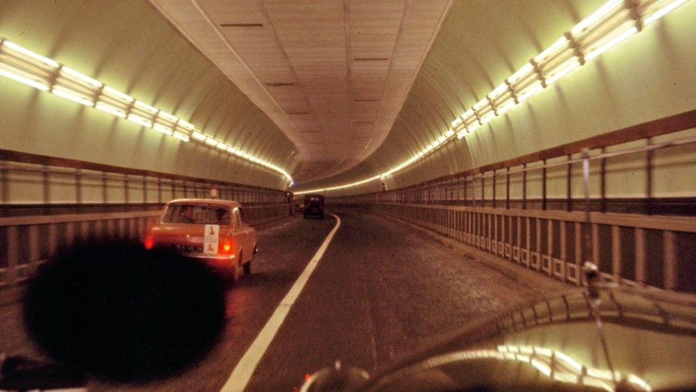 A learner driver using the Clyde Tunnel in 1963