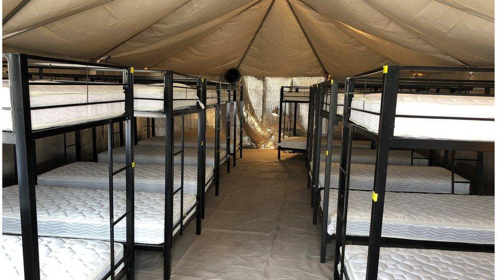 Bunk beds in the Tornillo facility