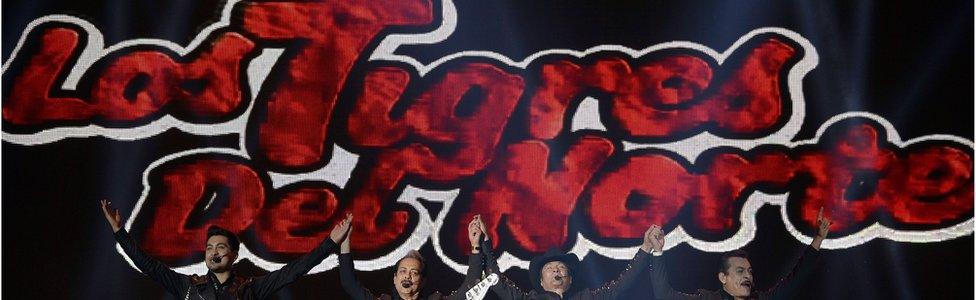 Mexican band Los Tigres del Norte performs during the third day of the Mexican music festival Vive Latino, at the Foro Sol in Mexico City, on March 29, 2014.