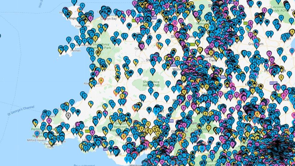 Map of charging points