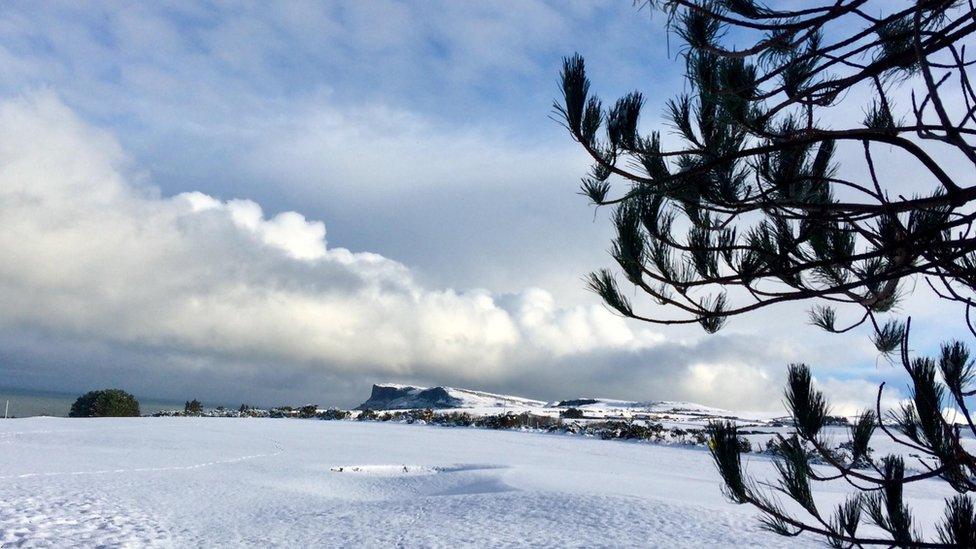 Snowy scene at Ballycastle, County Antrim