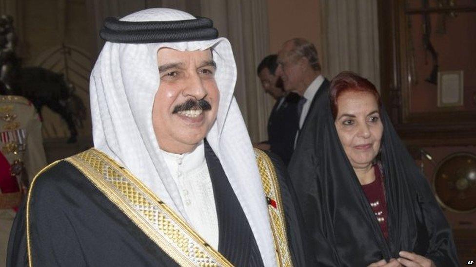 King Hamad of Bahrain at a lunch in Windsor Castle (May 2012)