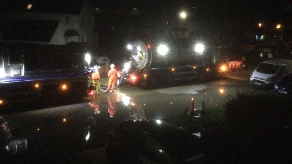 Tankers in Lancing dealing with the leak