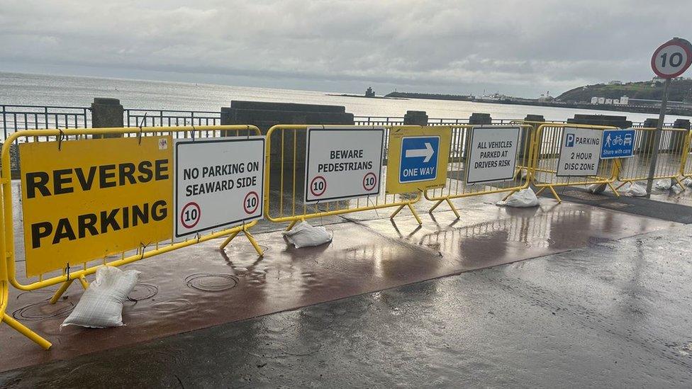 Sign displayed for the duration of the seasonal parking