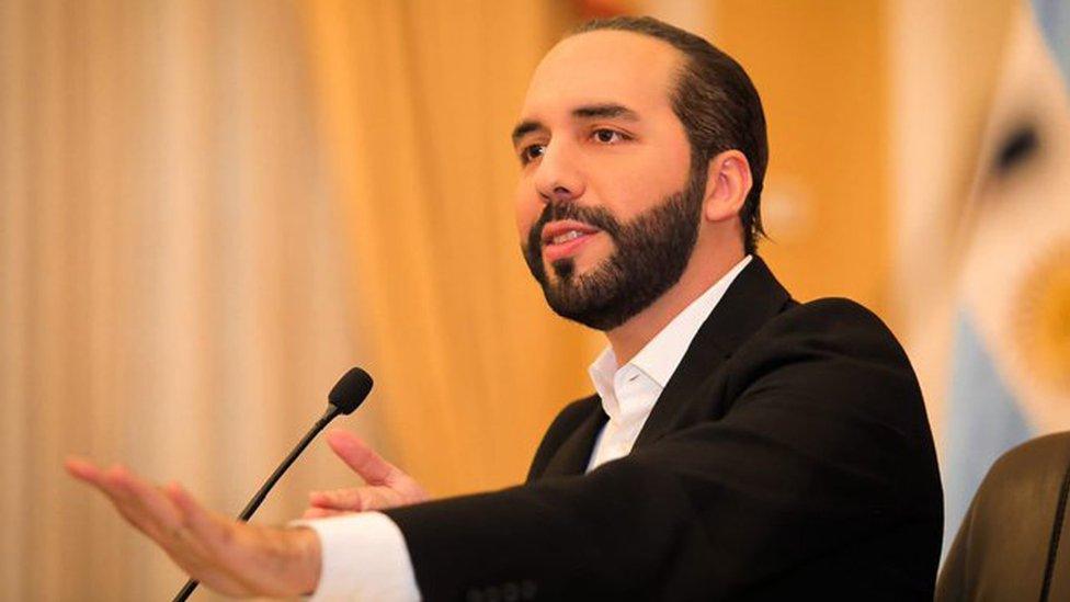 Salvadoran President Nayib Bukele during a meeting in San Salvador on 11 February 2021.