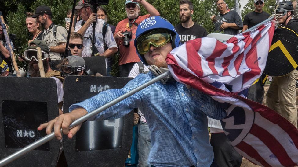 White supremacists and Neo-Nazis at the Unite the Right rally in Charlottesville