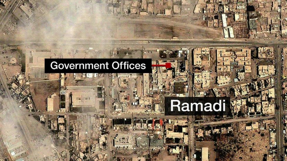 Aerial map os Ramadi. Iraq - 27 December 2015