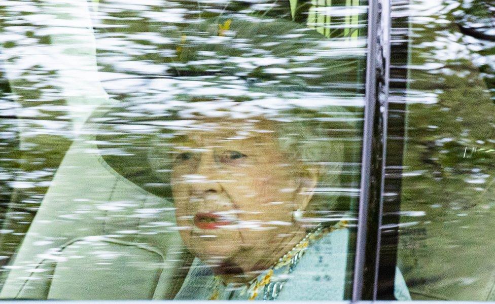 Queen Elizabeth II arrives at the State Opening of Parliament at House of Lords on 11 May 2021 in London