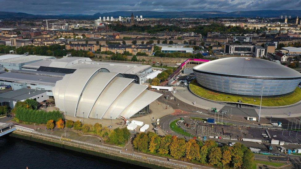 Aerial view of Scottish Events Centre in Glasgow