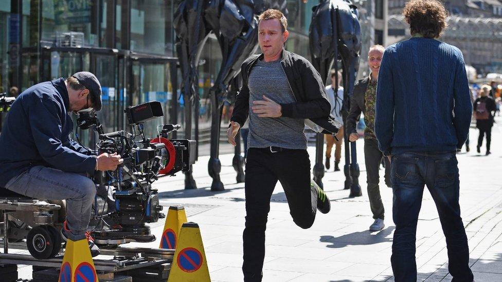 Ewan McGregor filming Trainspotting 2