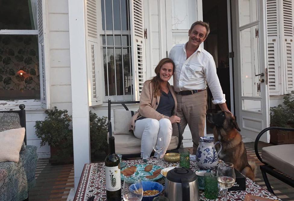 Emma Winberg and James Le Mesurier at home