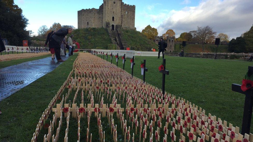 The Welsh field of remembrance at Cardiff Castle