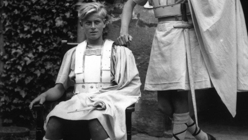 Prince Philip in costume for a production of Macbeth at Gordonstoun in July 1935