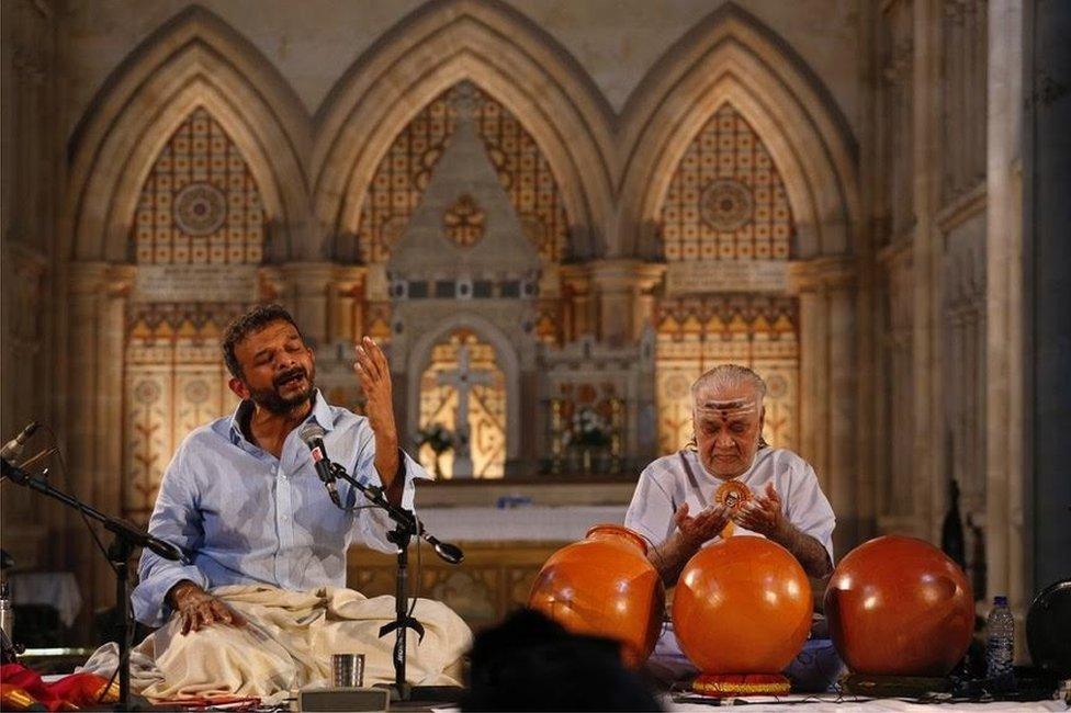 TM Krishna singing in a church