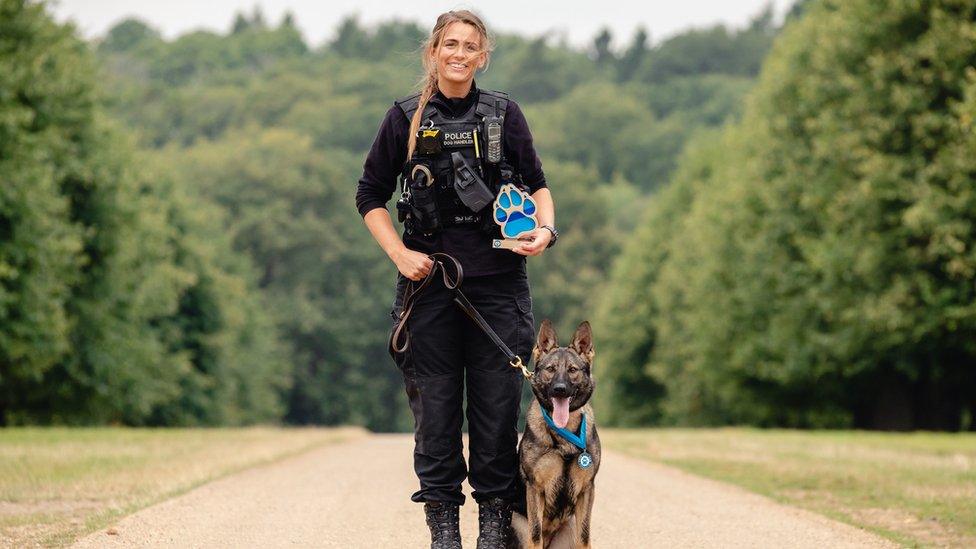 German shepherd Calli and PC Megan West