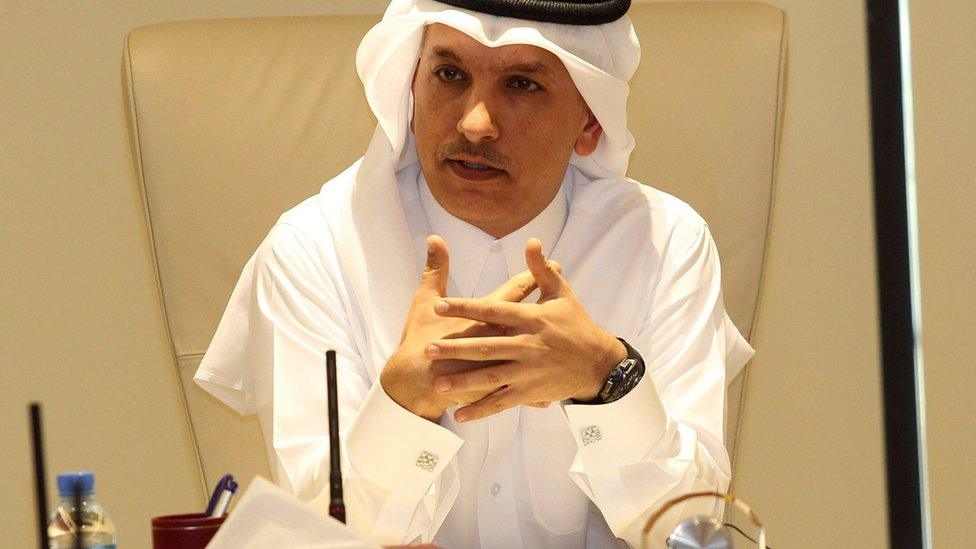 Qatari Finance minister Ali al-Emadi speaks to journalists in Doha (7 February 2017)