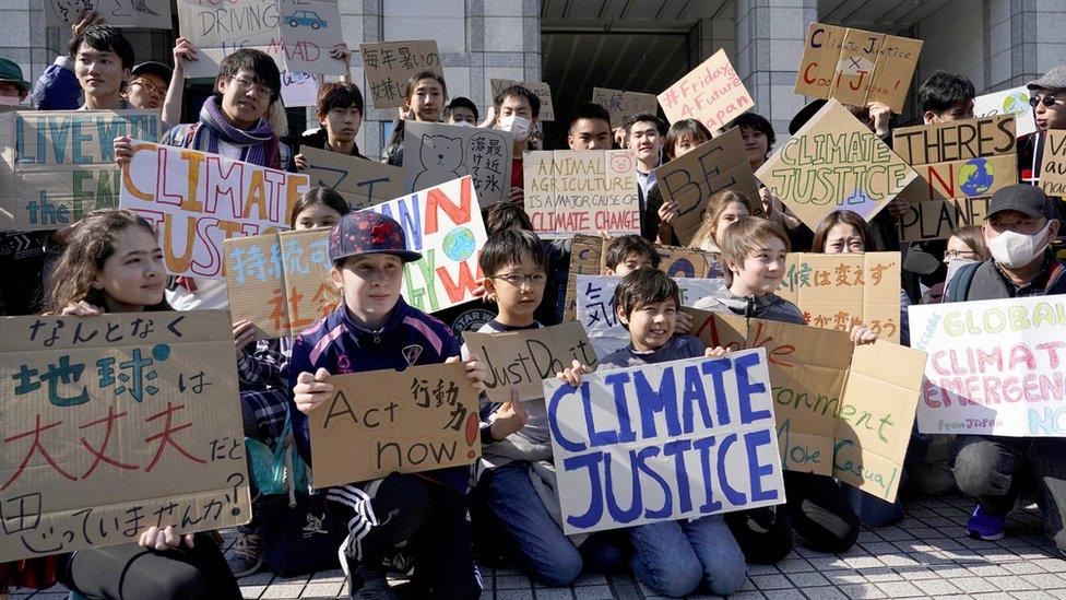 Students protesting in Tokyo in Japan.