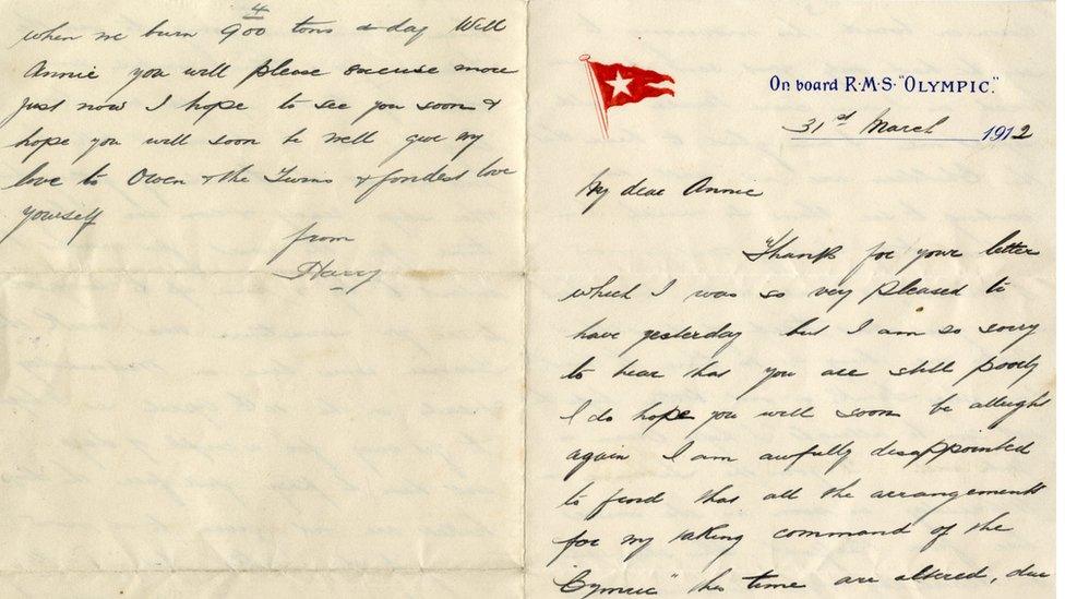 Letter written by Henry Wilde, Chief Officer on the Titanic