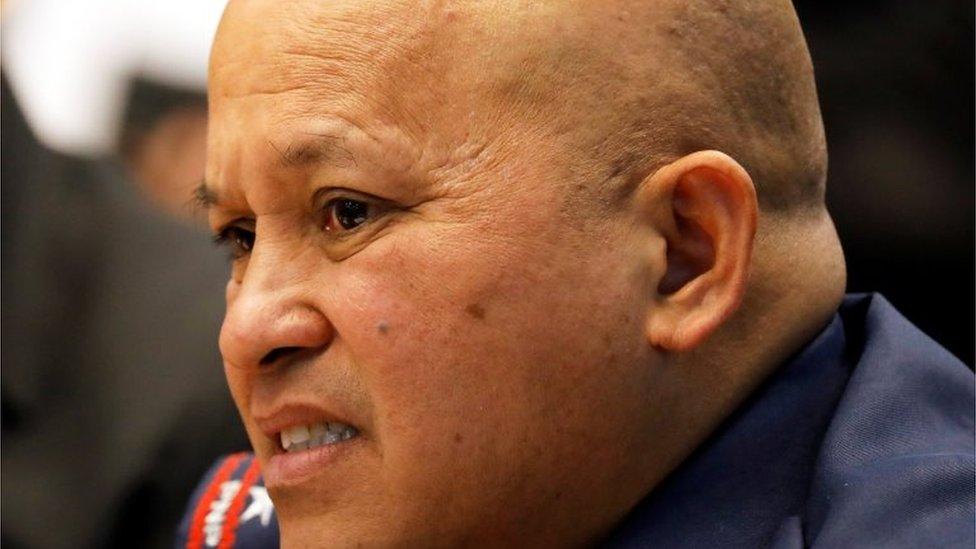 Philippine National Police chief General Ronald dela Rosa listens to a policeman's testimony during a Senate investigation of a kidnapped South Korean businessman that was allegedly killed by policemen at the police headquarters in Pasay, Metro Manila, Philippines January 26, 2017.