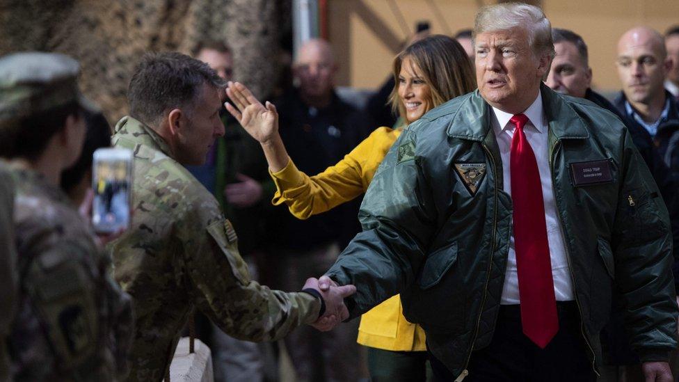 US President Donald Trump and First Lady Melania Trump visited Al Asad Airbase in Iraq on 26 December 2018