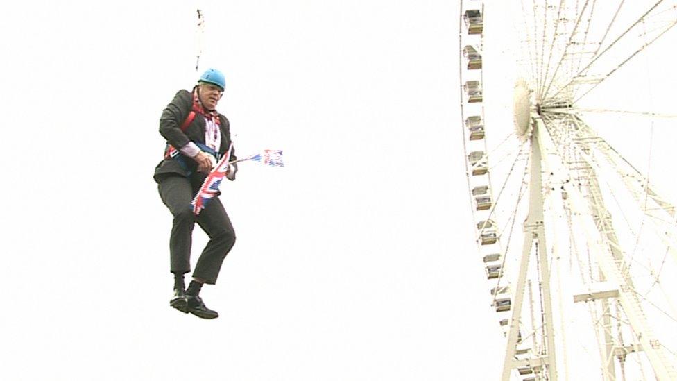 Boris Johnson got stuck on a zipwire in 2012 during his tenure as mayor of London