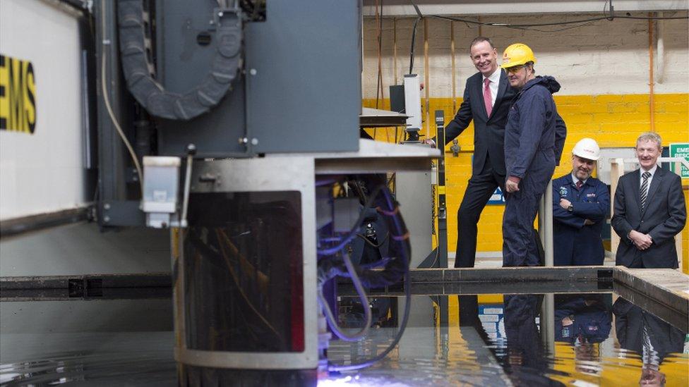 Tony Douglas CEO of Defence Equipment and Support commences the steel cut