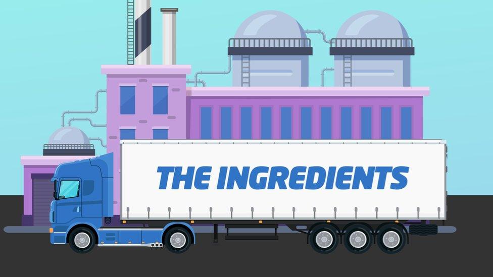 Ingredients in a lorry.