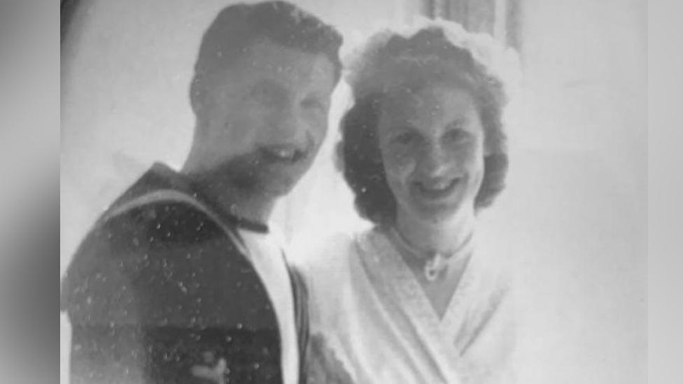 Tony and Hilda Crook on their wedding day