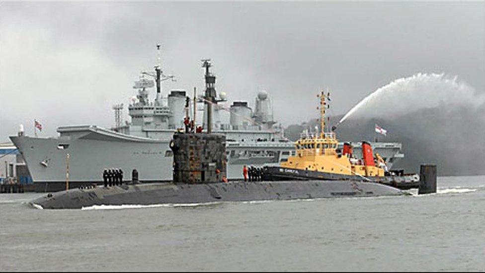 HMS Trafalgar in Plymouth Sound