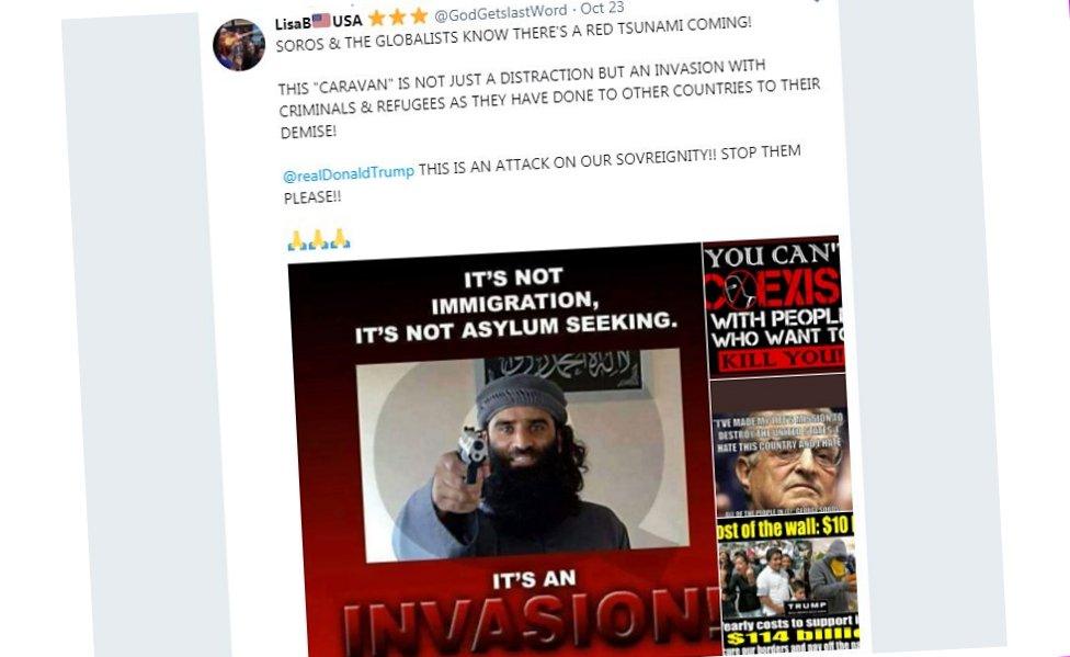 Twitter users spread rumours that the migrant caravan is a cover for Islamic terror