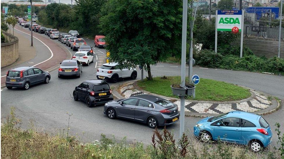 Queue for petrol at Asda