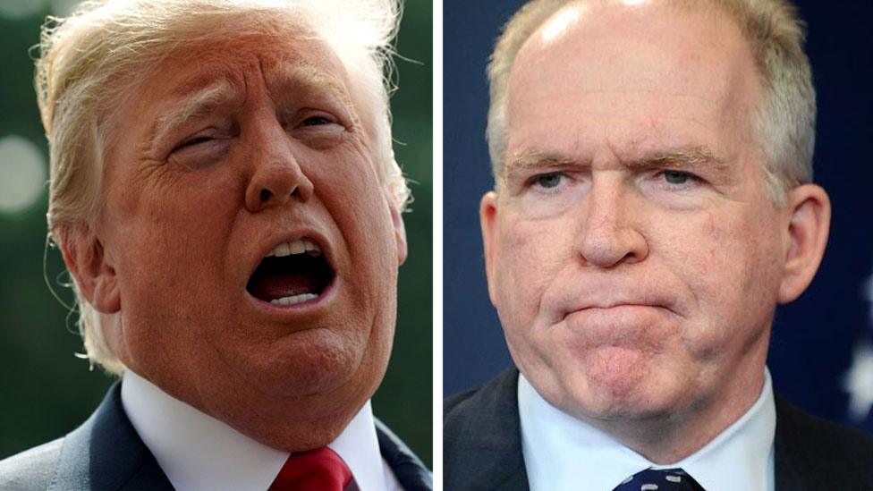 Composite image of President Trump and John Brennan