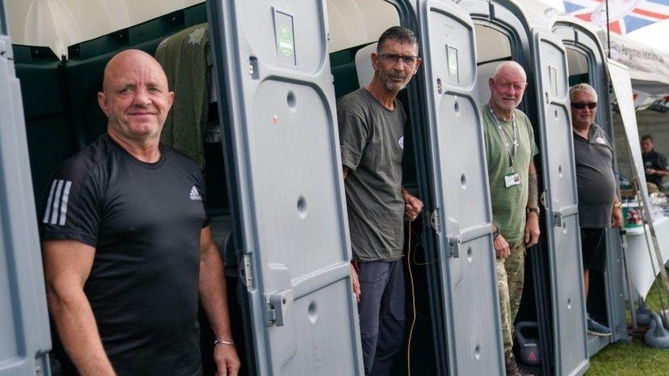 Veterans (from left to right), Ian Baillie, Mike Hewlett and his dog Buster, Gary Sprakes and Chris Nicholls