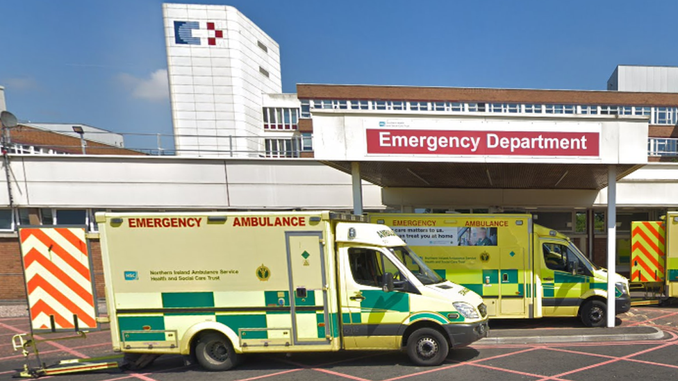 Ambulances parked outside Craigavon Area Hospital