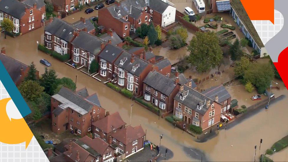 Flooded streets in Worksop