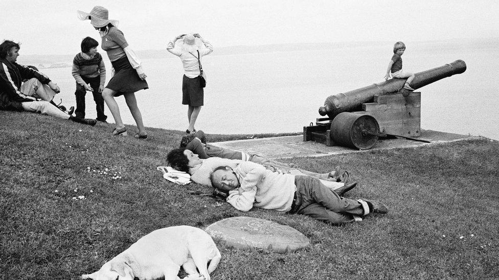 Tenby. The promenade at the elegant seaside town of Tenby, South Wales. 1974