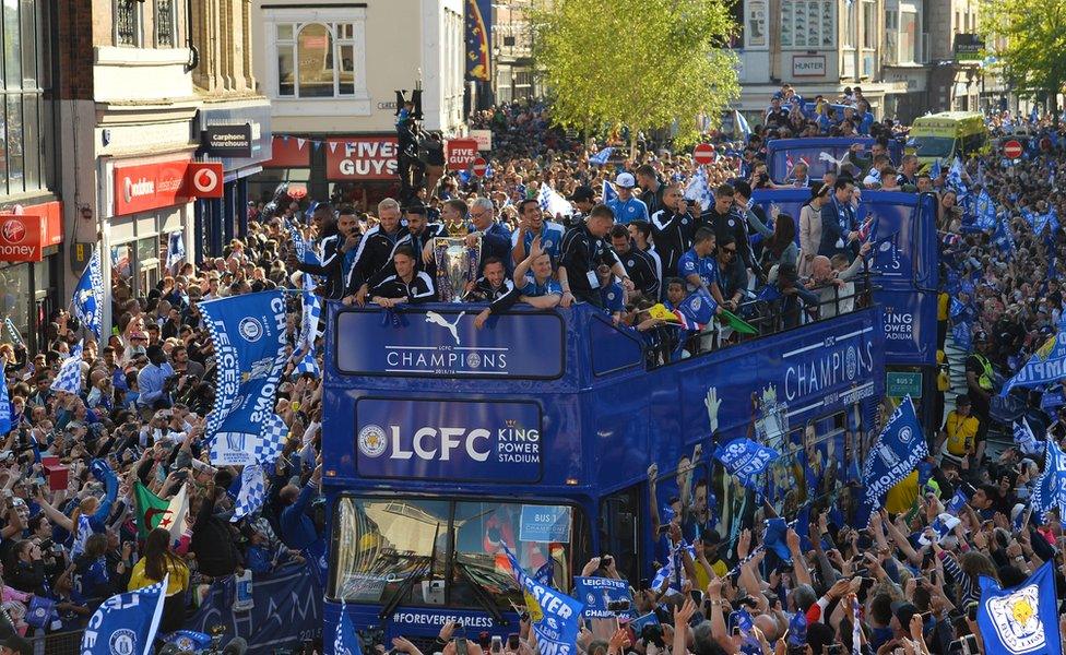 Bus parade in Leicester