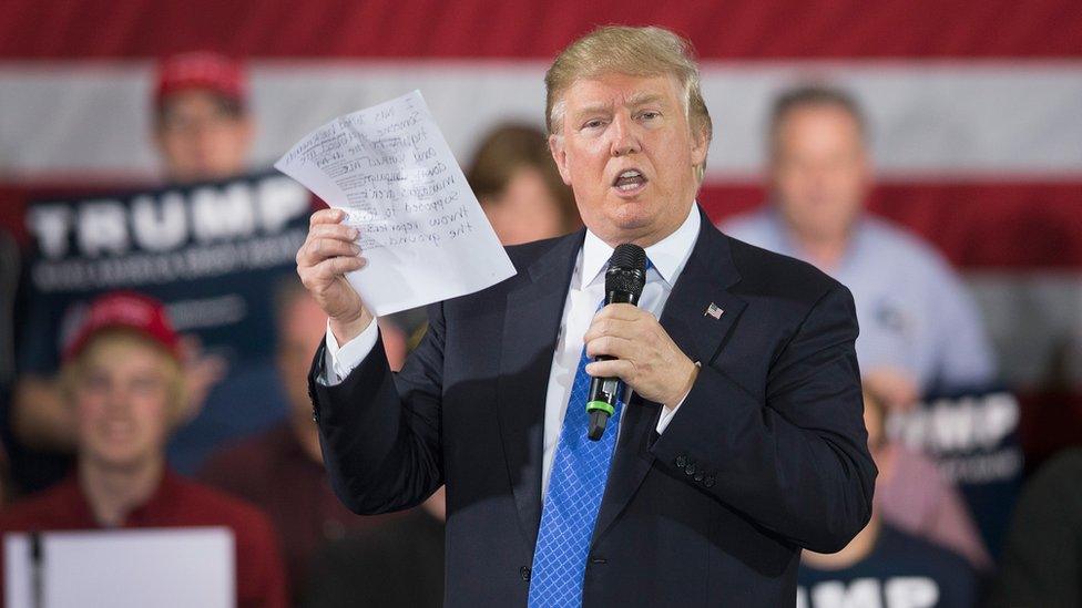 Donald Trump at a campaign event in Janesville, Wisconsin