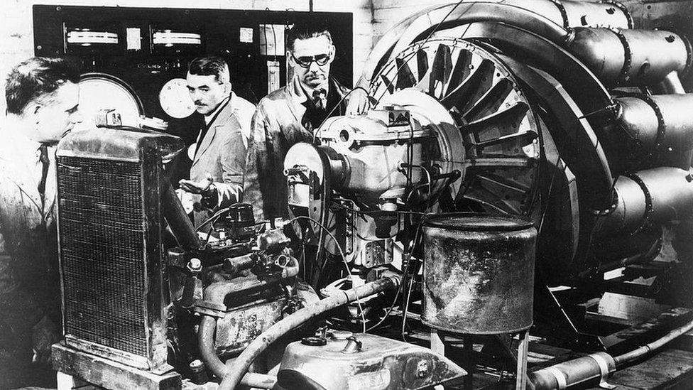 A scene showing Whittle and colleagues testing the first engine was recreated for the official film 'Jet Propulsion' made by the Crown Film Unit using the old testbed