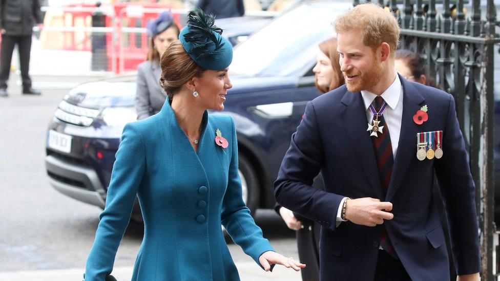 Duchess of Cambridge and the Duke of Sussex attend the ANZAC Day Service of Commemoration at Westminster Abbey