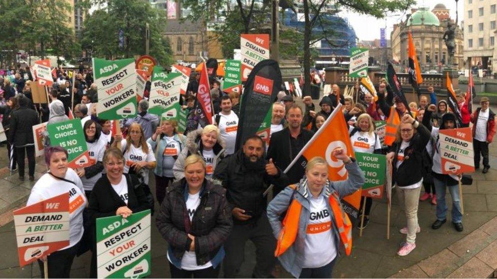 Asda protesters in Leeds city centre