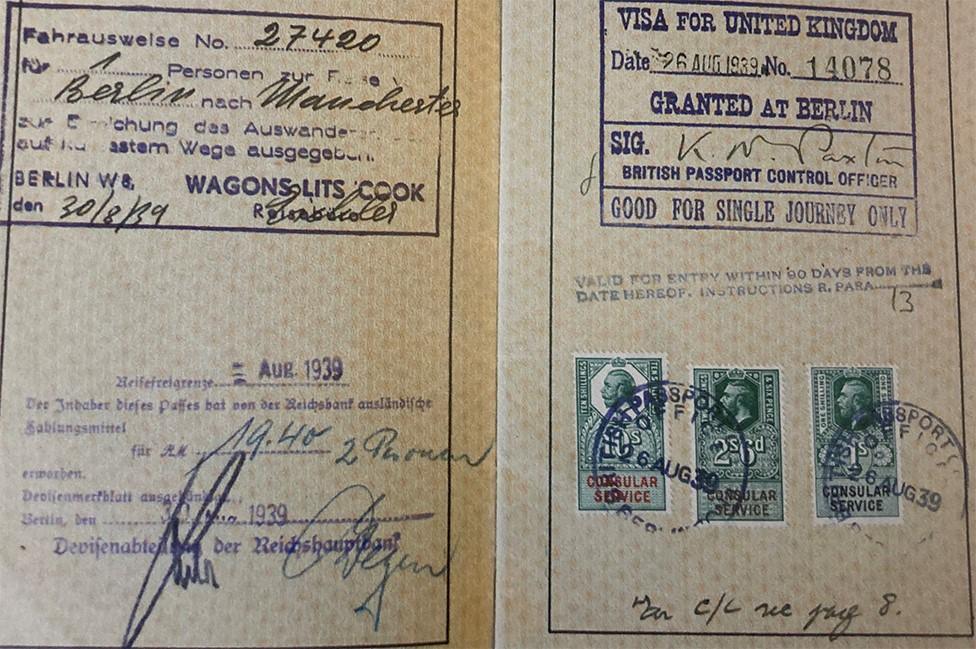 Image of Danny Herman's mother's passport with visa