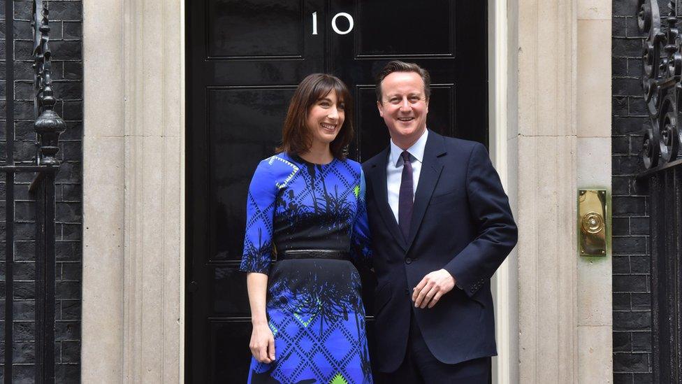 Samantha Cameron and David Cameron outside No 10