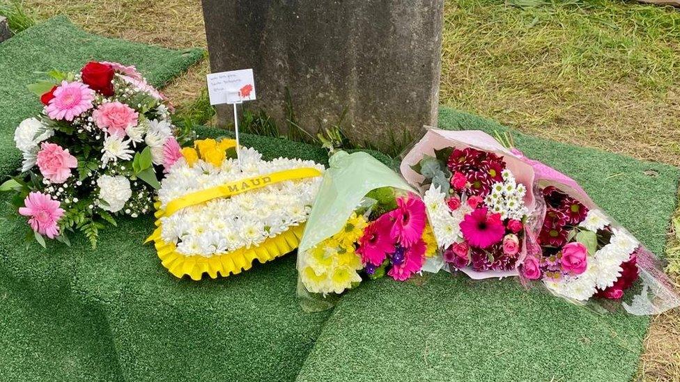 Flowers at grave site