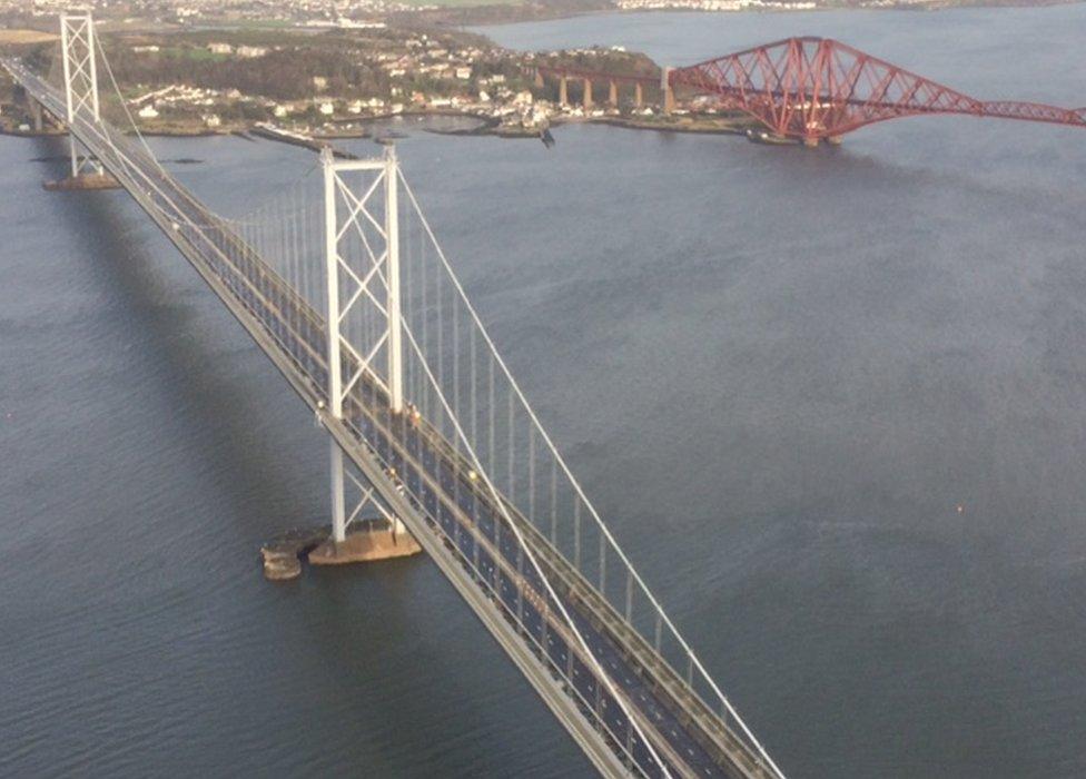 forth bridge from helicopter