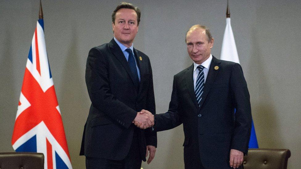 David Cameron and Vladimir Putin