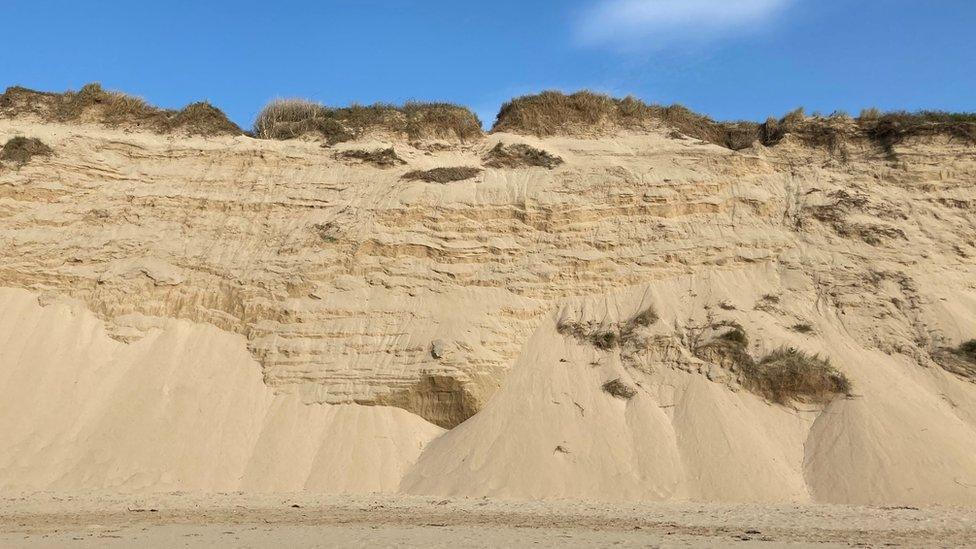 Steep-faced sand dunes at Crantock