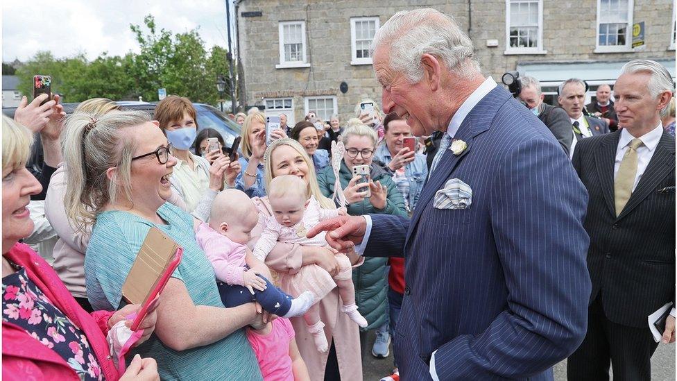 People turned out to catch a glimpse of the prince in the village of Caledon, County Tyrone.